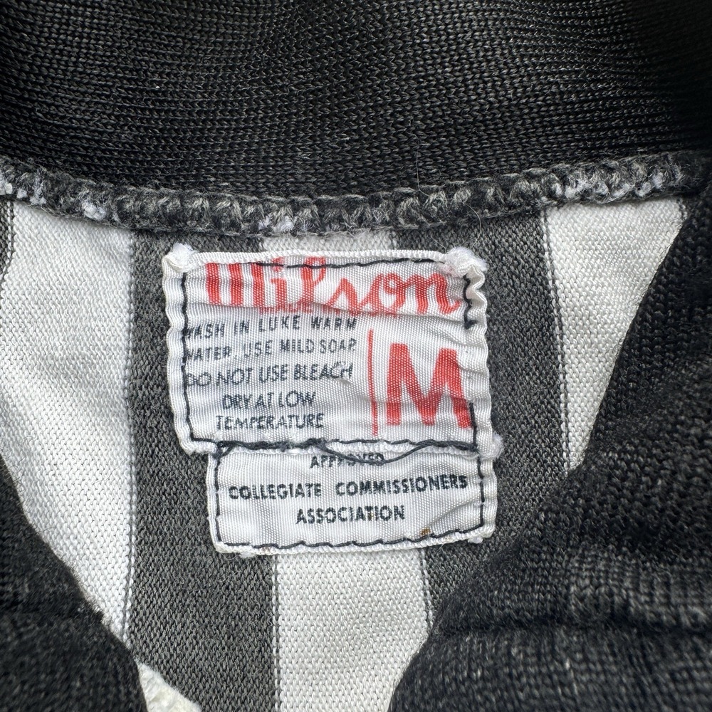 Vintage 50s 60s Wilson Durene Referee Shirt Medium Striped Black White Talon Zip